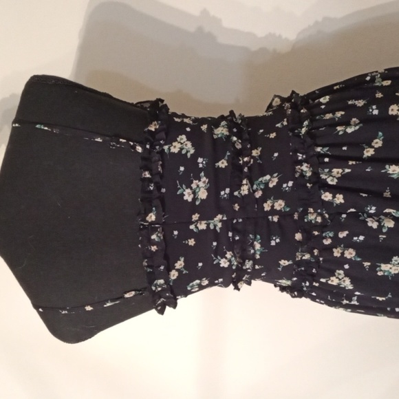 No Boundaries Juniors Ruffle Midi Dress Black Floral Size XS - Picture 7 of 9
